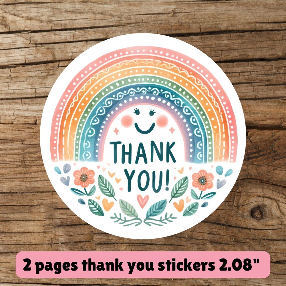 2 pages thank you stickers size 2.08”